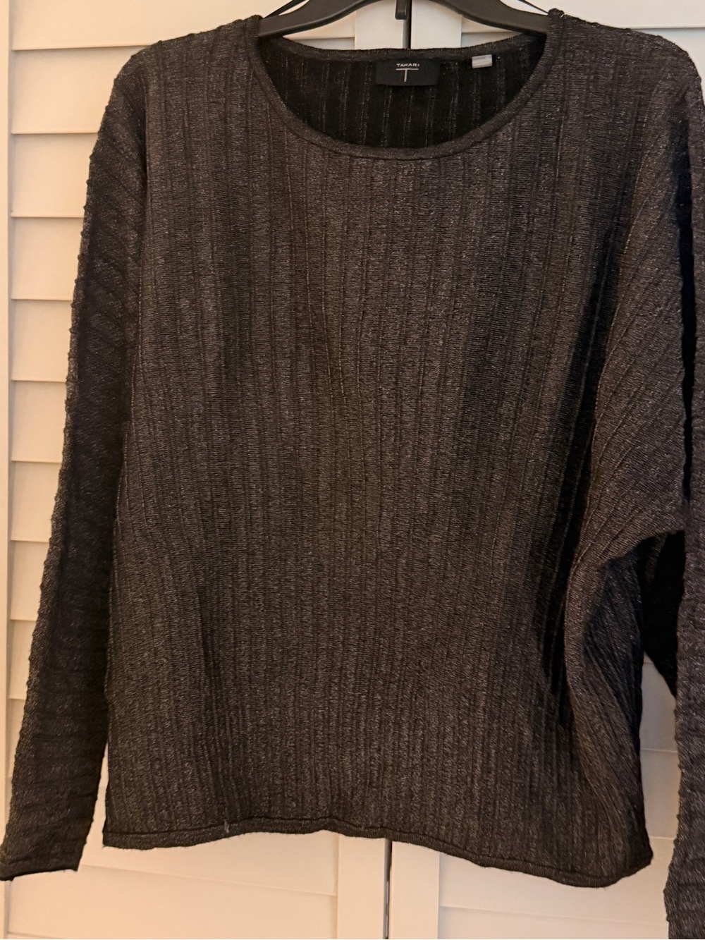 Tahari Black Ribbed Knit Women's Lightweight Sweater